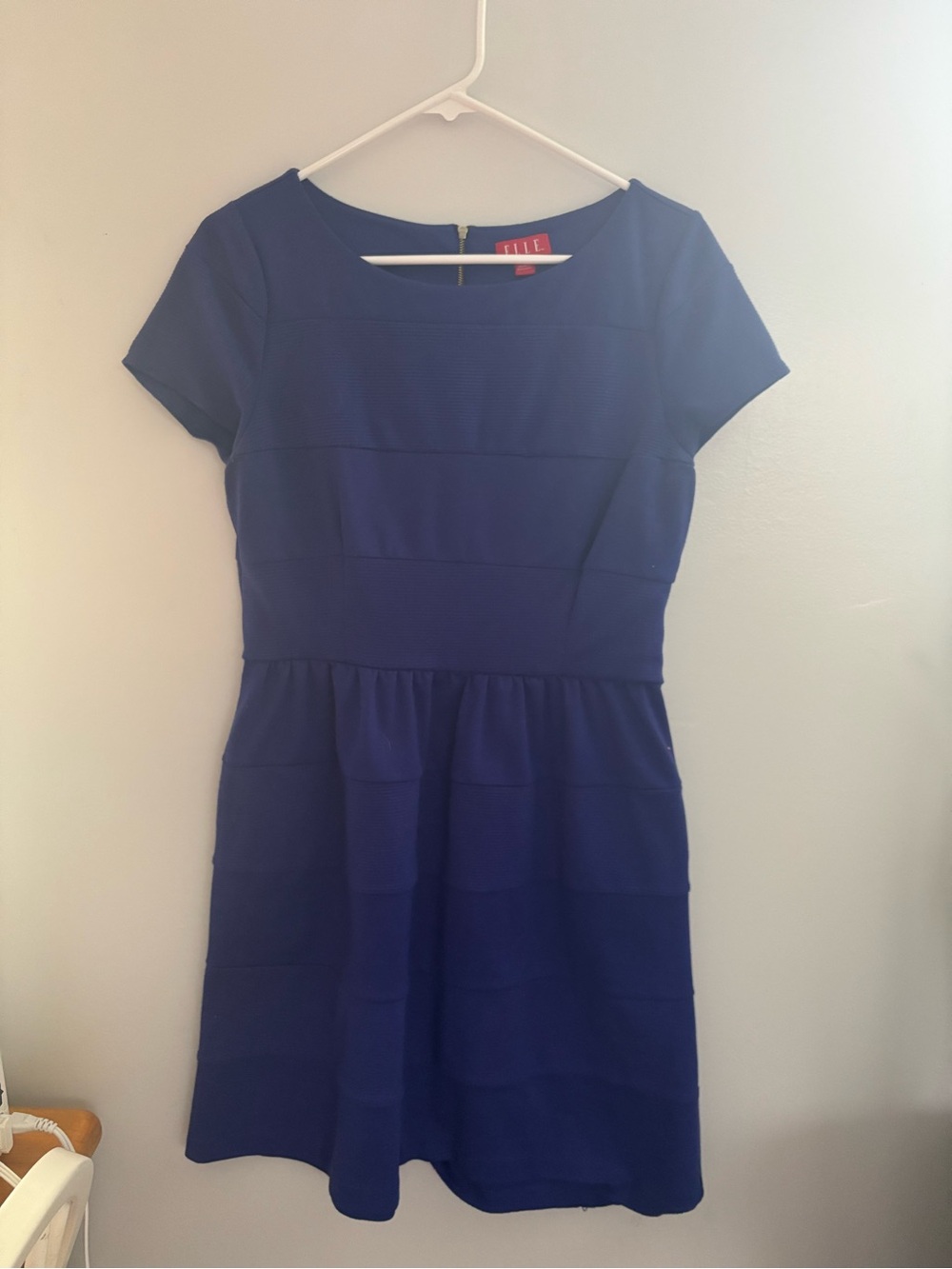 Elle Royal Blue Short-Sleeve Fit & Flare Mini Dress